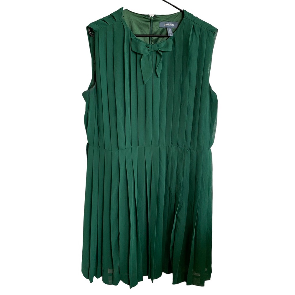 ModCloth Pleat-eat Things Mini Dress Womens Size XL Green Mini Sleeveless